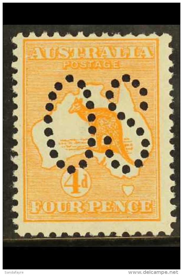 OFFICIAL 1913 4d Orange Kangaroo, SG O6, Fine Mint, Very Fresh. For More Images, Please Visit... - Other & Unclassified