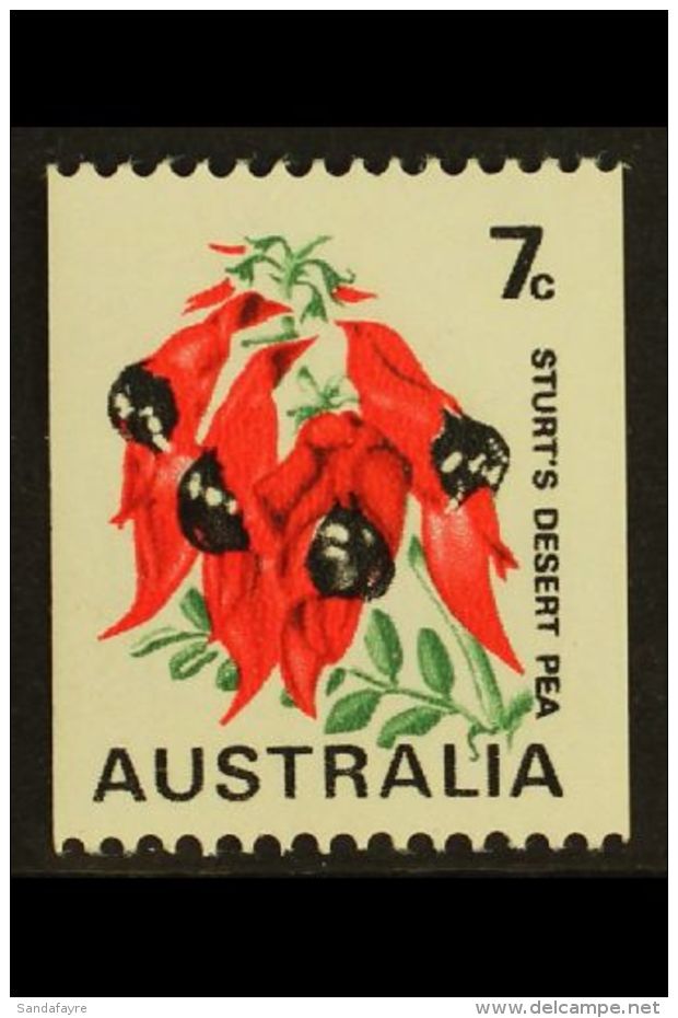 1970-75 MISSING COLOUR 7c Sturts Desert Pea Coil Stamp, Perf 15 X Imperf, With Buff (shadows On Flowers) Omitted... - Autres & Non Classés