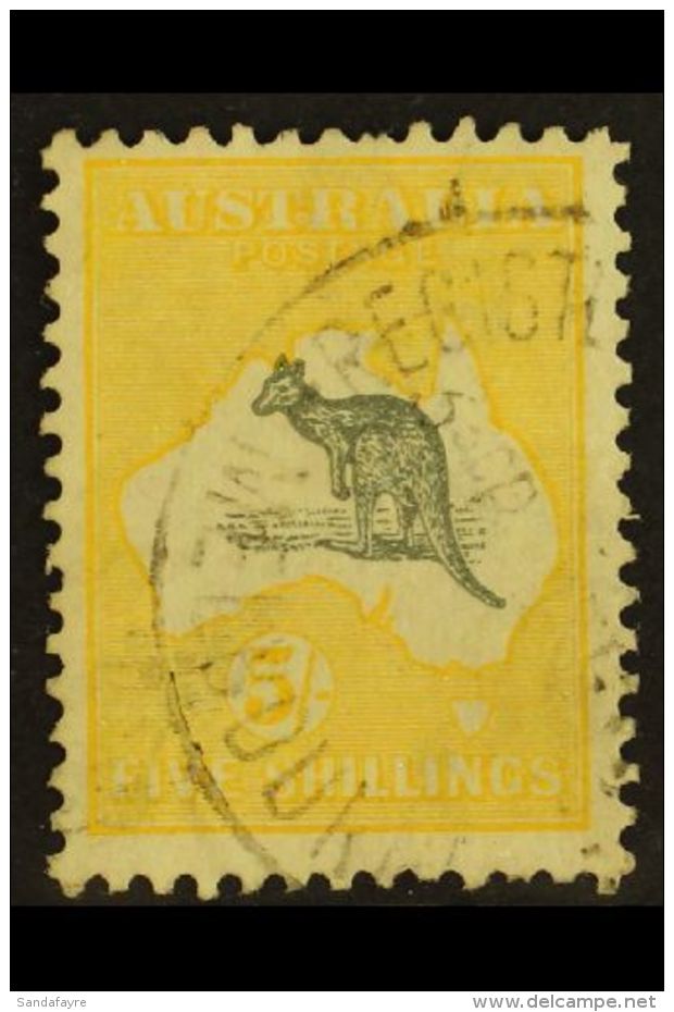 1915-27 5s Grey &amp; Yellow, Wmk Narrow Crown, SG 42, Very Fine Used. For More Images, Please Visit... - Sonstige & Ohne Zuordnung