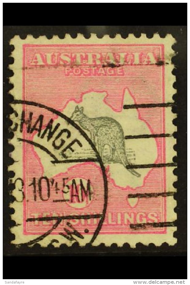 1913-14 10s Grey &amp; Pink, 'Roo, First Watermark, SG 14, Good Used Machine Postmark, Part C.d.s. And Part... - Other & Unclassified