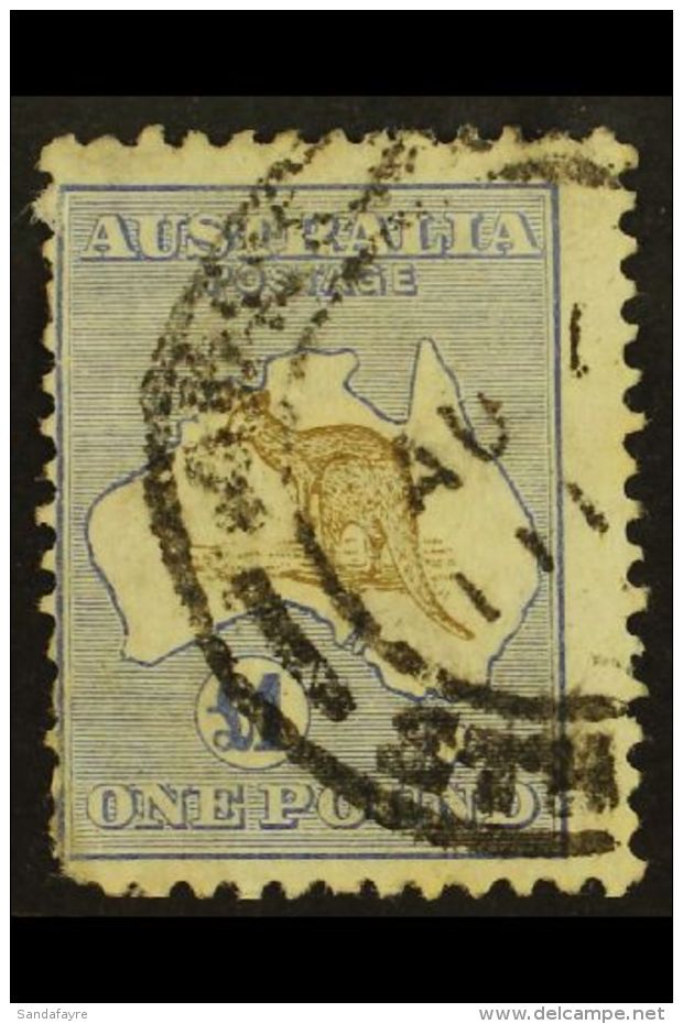 1913-14 &pound;1 Brown &amp; Ultramarine, 'Roo, First Watermark, SG 15, Rounded SW Corner, Used With C.d.s.... - Other & Unclassified