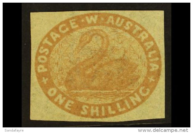 WESTERN AUSTRALIA 1854-55 1s Pale Brown, SG 4c, Very Fine Unused No Gum As Issued, Four Good Margins, Very Fresh... - Autres & Non Classés