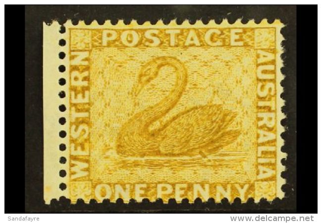 WESTERN AUSTRALIA 1876-81 1d Ochre Wmk Crown To Right Of CC Variety, SG 68, Superb Mint Marginal Example, Very... - Other & Unclassified