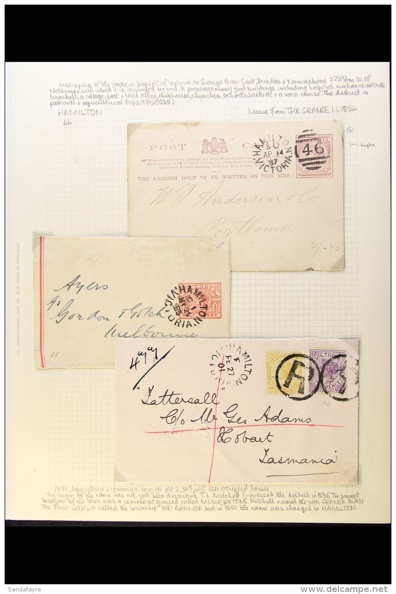 VICTORIA HAMILTON POSTAL HISTORY Collection Of Covers (incl Registered), Postal Cards, Lettercards &amp; Wrappers... - Autres & Non Classés