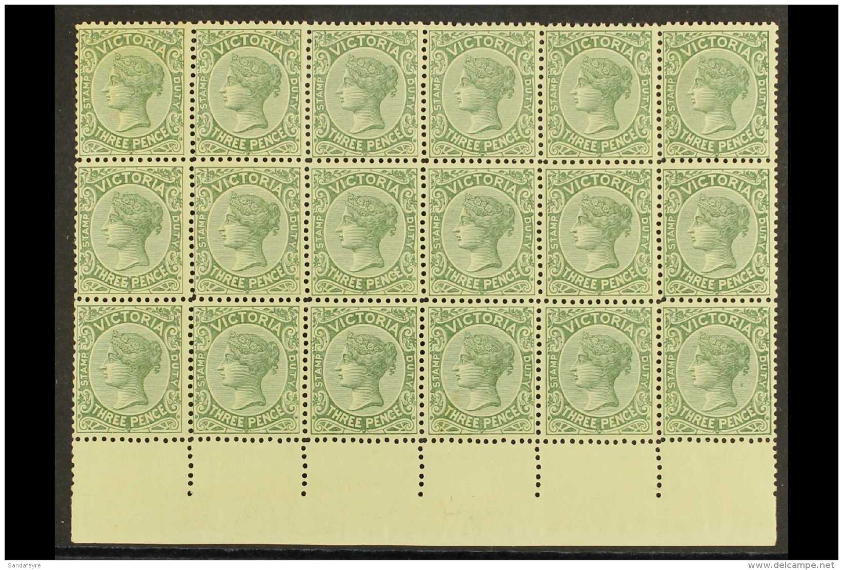 VICTORIA 1899-1901 3d Slate-green, SG 362, Never Hinged Mint Marginal BLOCK Of 18 (6x3), Darkish Gum But Very... - Other & Unclassified