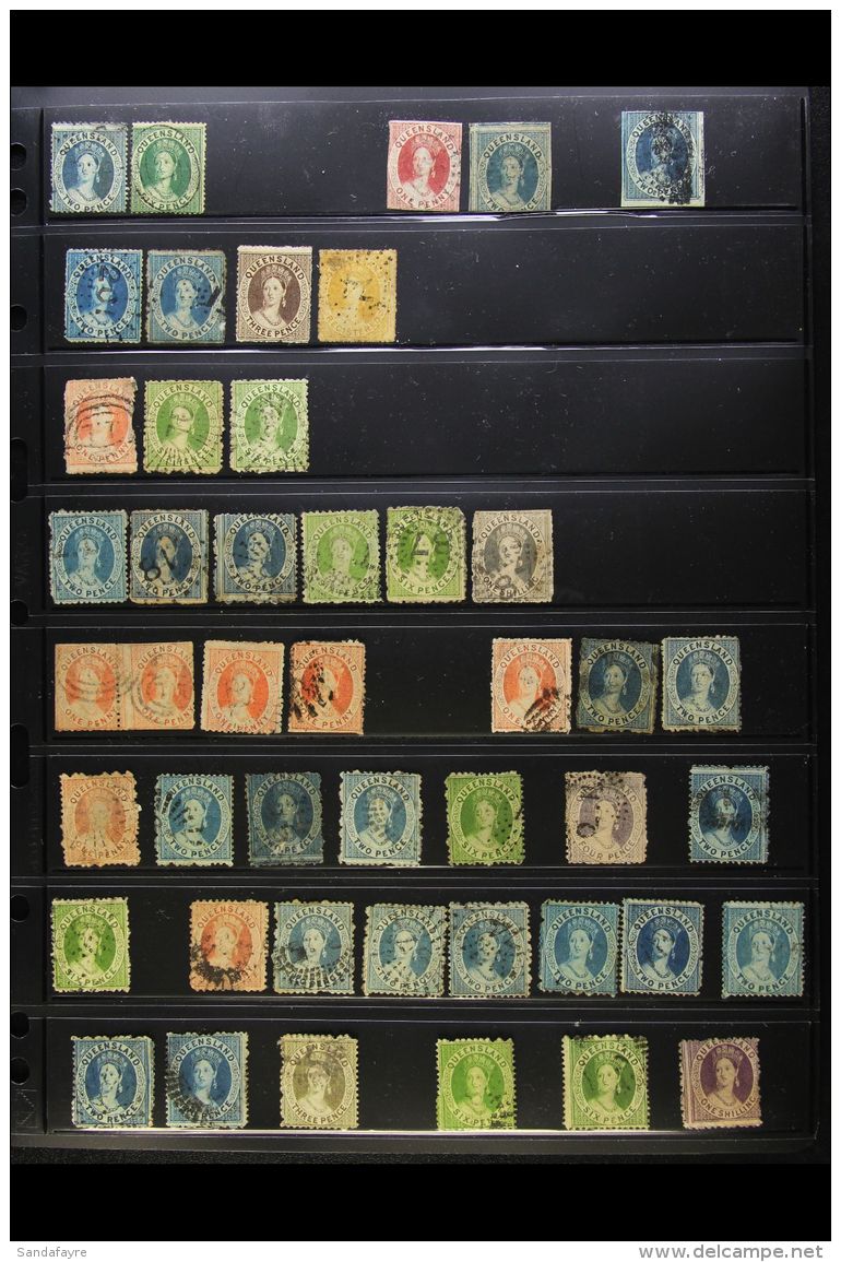 QUEENSLAND 1860's-1900's USED ACCUMULATION (a Few Mint Stamps Also Seen) On Pages, Begins With A Large Range Of... - Other & Unclassified