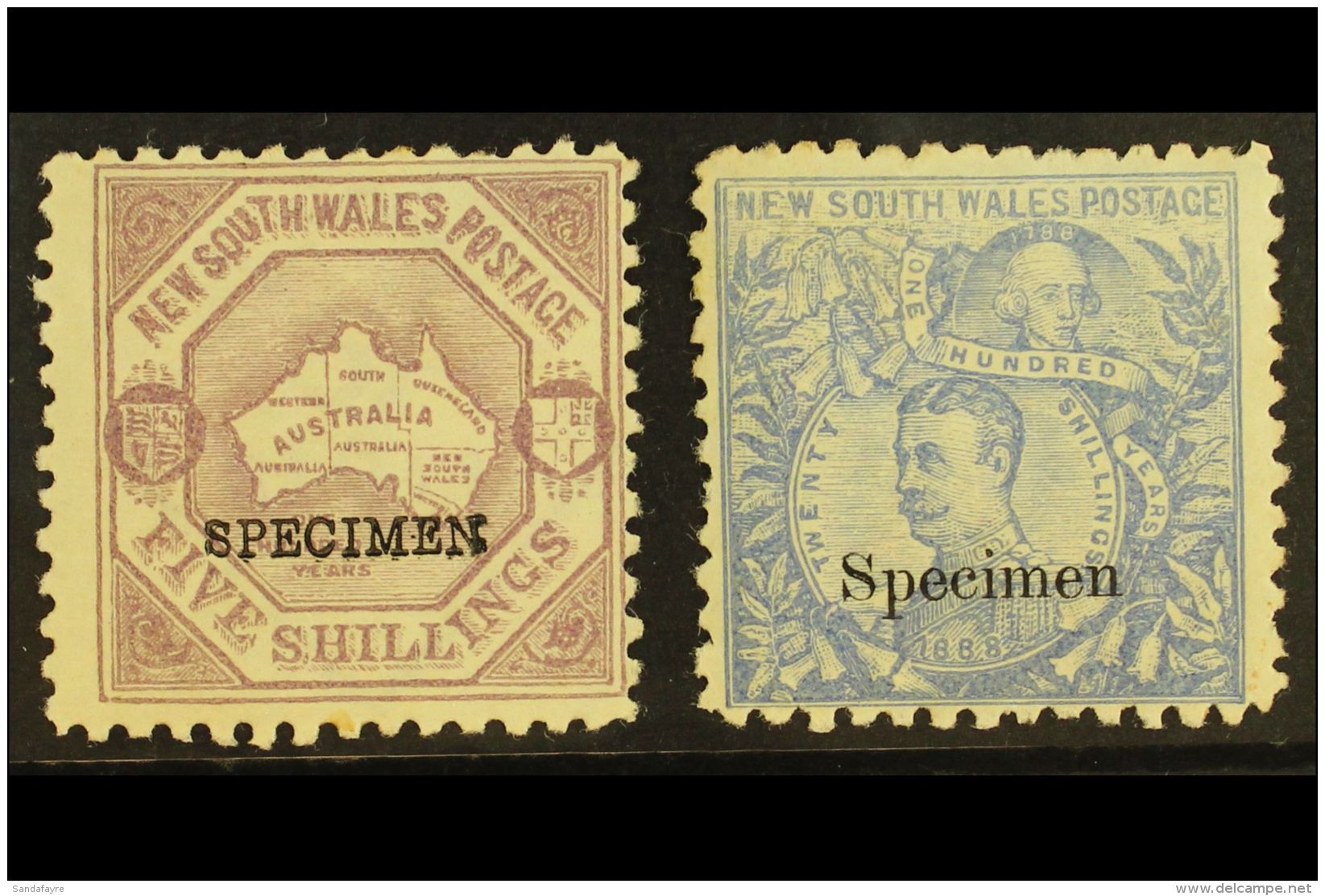 NEW SOUTH WALES 1890 5s Lilac &amp; 20s Cobalt-blue Perf 10 With "SPECIMEN" Overprints, SG 263s/64s, Mint,... - Autres & Non Classés