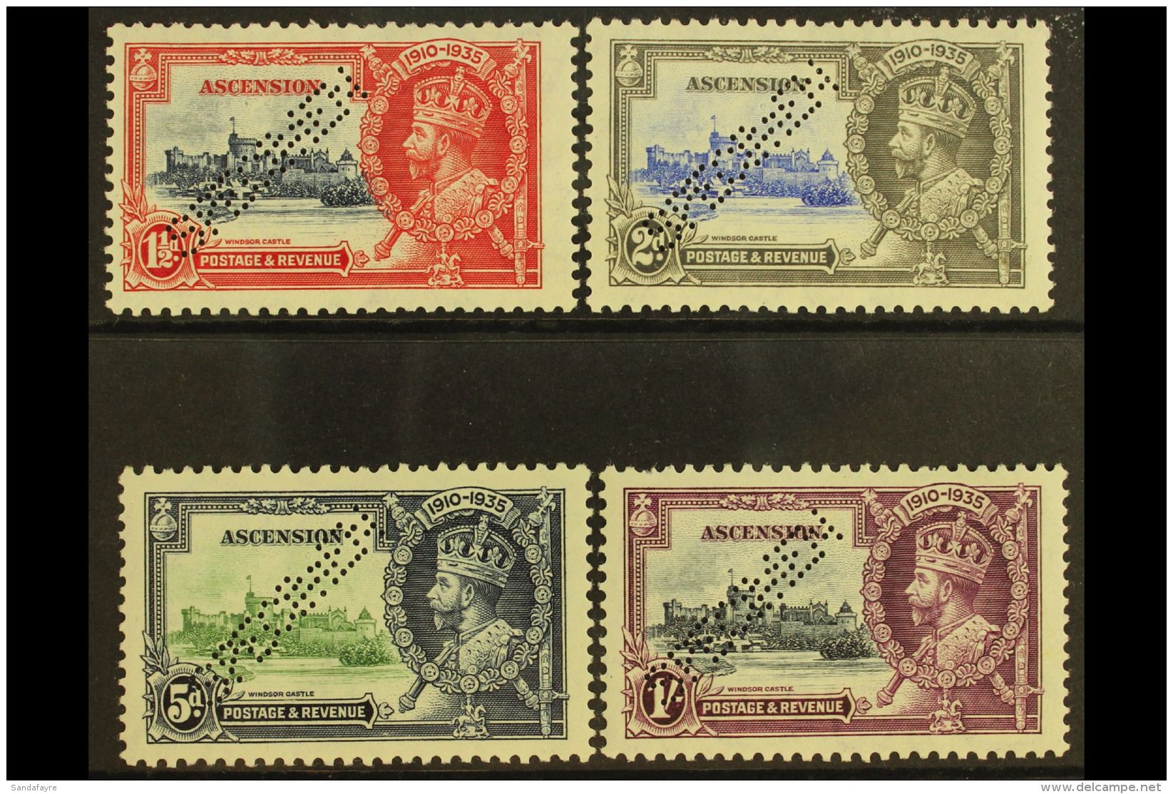 1935 Silver Jubilee Set Complete, Perforated "Specimen", SG 31s/34s, Nhm (4 Stamps) For More Images, Please Visit... - Ascension (Ile De L')