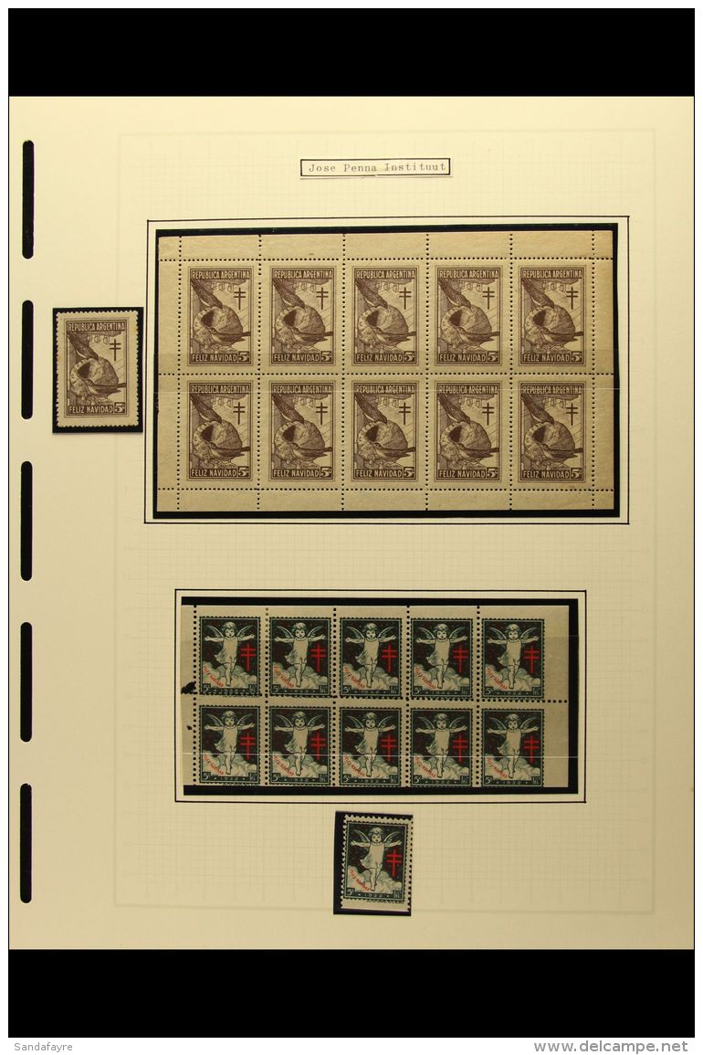 TUBERCULOSIS LABELS 1931-59 TB CHARITY LABELS COLLECTION Includes 1931-42 Christmas Greetings Complete Panes Of... - Autres & Non Classés