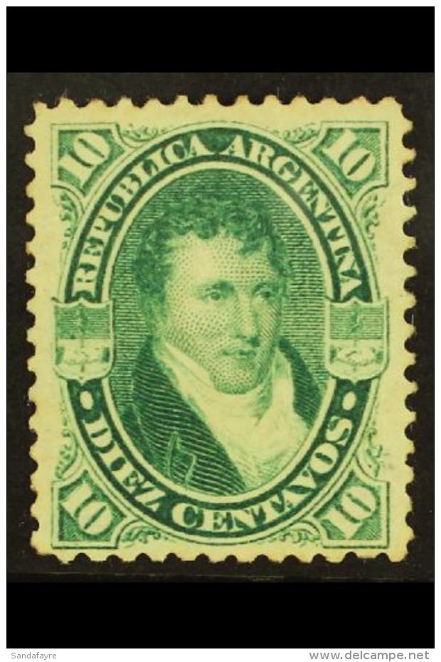 1873 10c Green Belgrano LAID PAPER (Scott 27, SG 29a), Mint, Good Centering, Very Fresh Colour. For More Images,... - Other & Unclassified