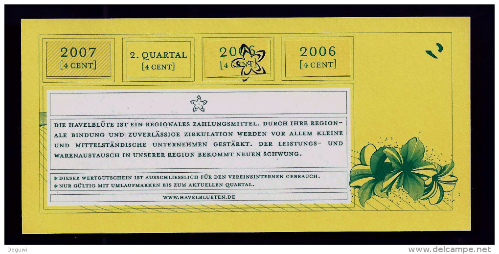 Regionalgeld, Local Currency "HAVELBLÜTE"" 2 Units MUSTER, UNC, Polymer - Sonstige & Ohne Zuordnung