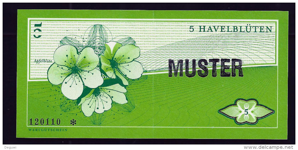 Regionalgeld, Local Currency "HAVELBLÜTE"" 5 Units MUSTER, UNC, Polymer - Sonstige & Ohne Zuordnung