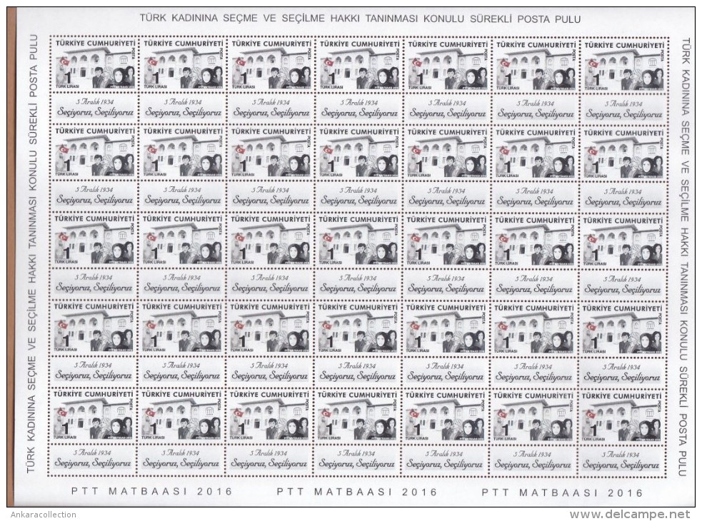 AC - TURKEY STAMP - DEFINITIVE STAMPS ON THE THEME REGARDING RECOGNITION OF RIGHT TO VOTE AND STANDING FOR ELECTION MNH - Neufs