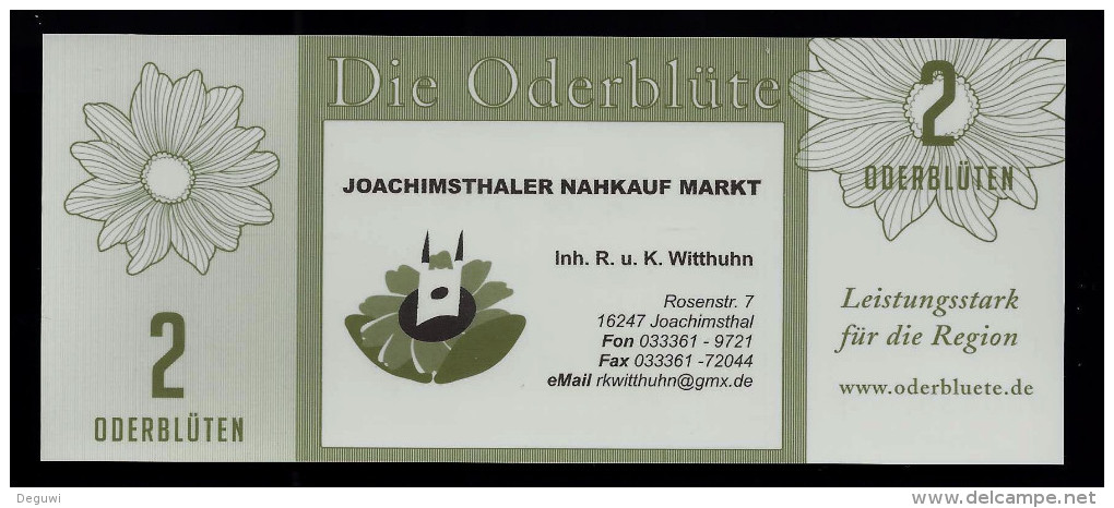 Regionalgeld, Local Currency "ODERBLÜTE" 2 Units, Typ A, UNC, Polymer - Sonstige & Ohne Zuordnung