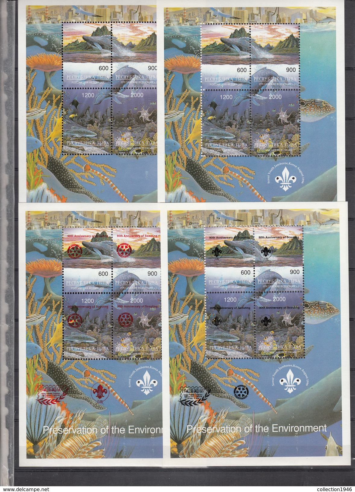 Tuva Touva,4 Diff,blocks With Sealife,fish,whale,scouting.rotary,pacific 97i,MNH/Postfris(C145) - Maritiem Leven