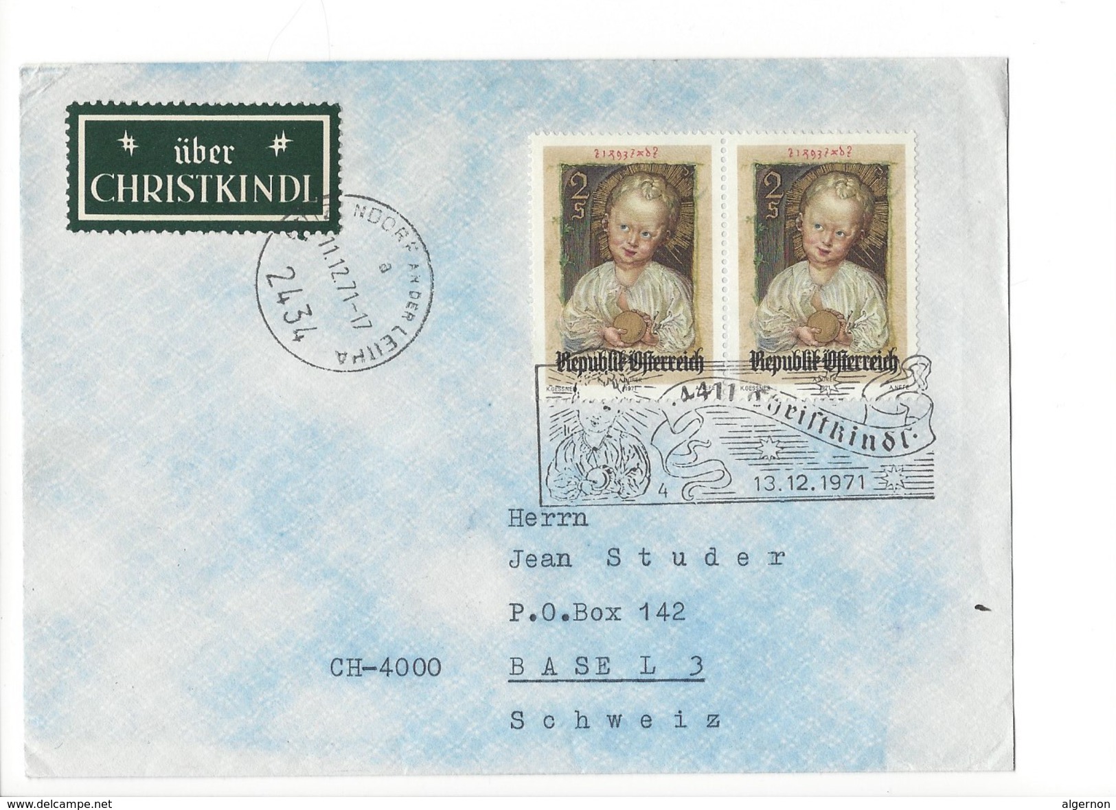 15953- Christkindl  Cover 13.12.1971  Pour Basel + VignetteChristkindl - Noël