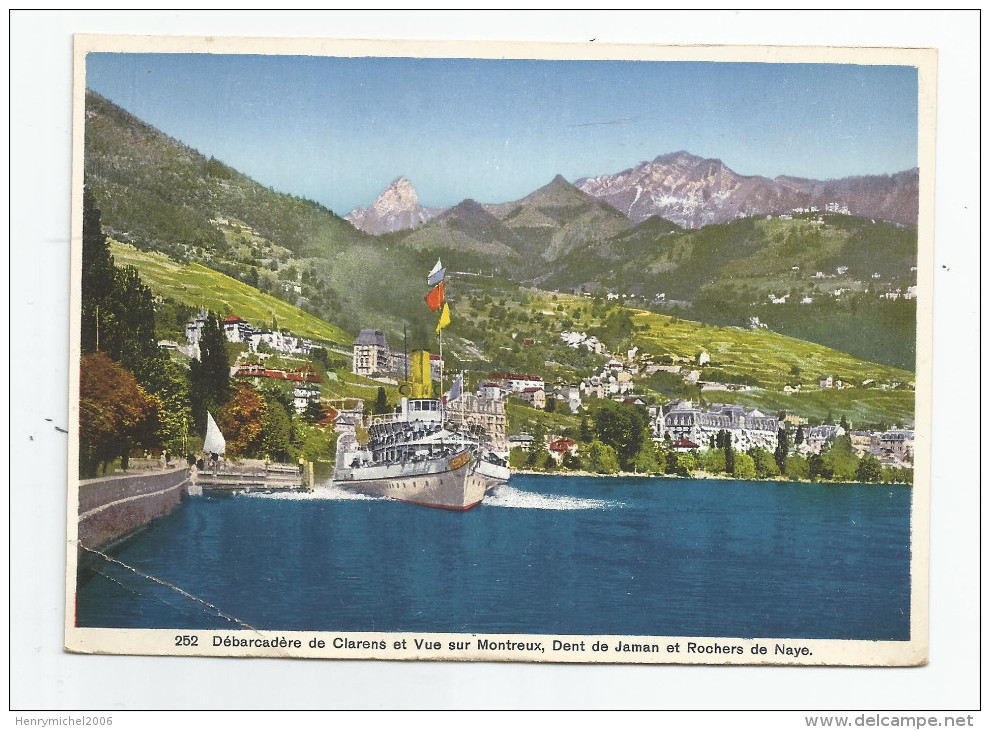 Suisse - Vaud - Débarcadère De Clarens Et Vue Sur Montreux Dent De Jaman Et Rochers De Naye - Montreux