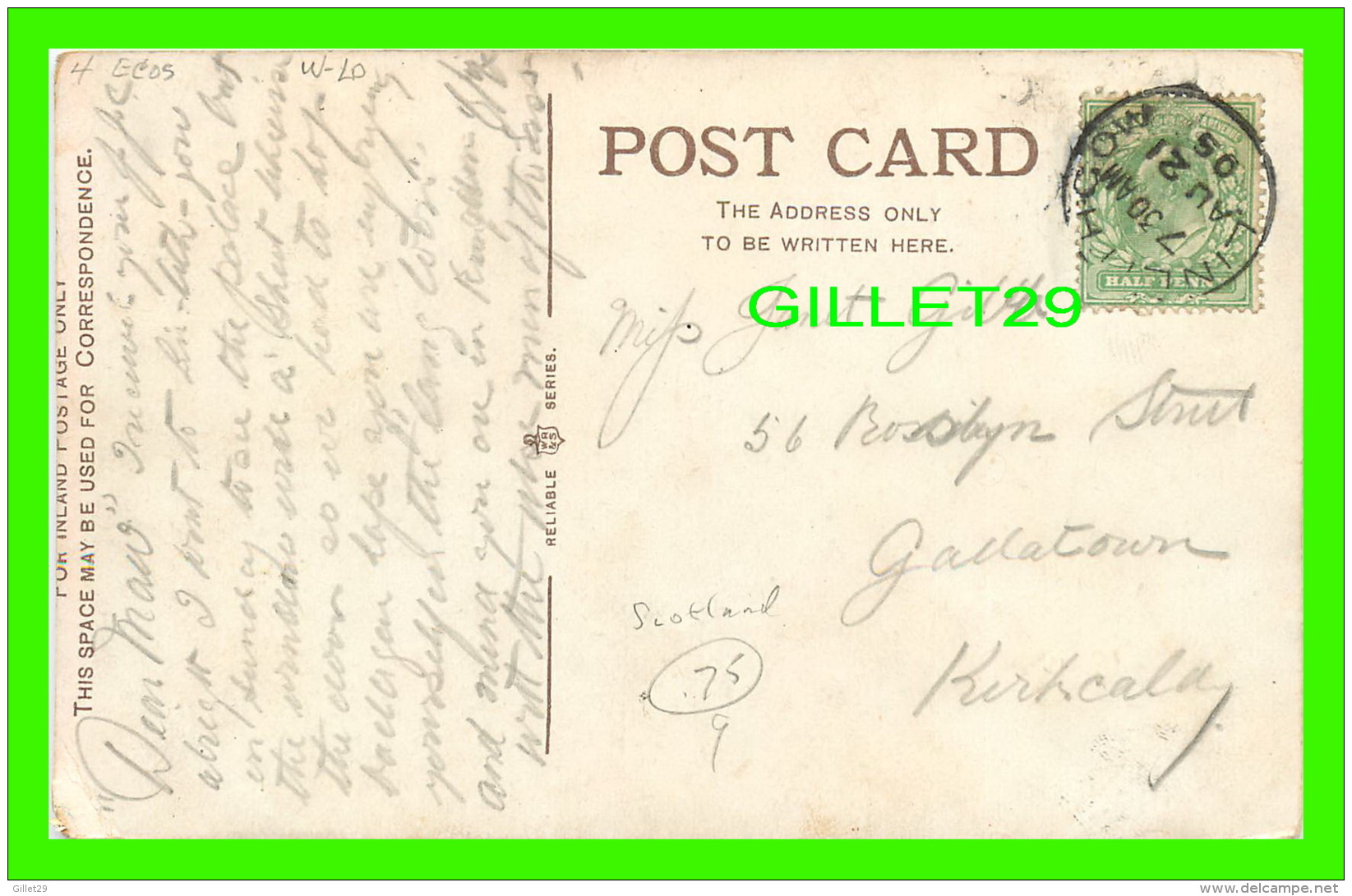 QUADRANGLE, SCOTLAND - LINLITHGOW PALACE - RELIABLE SERIES R 1914 - TRAVEL IN 1905 - - West Lothian