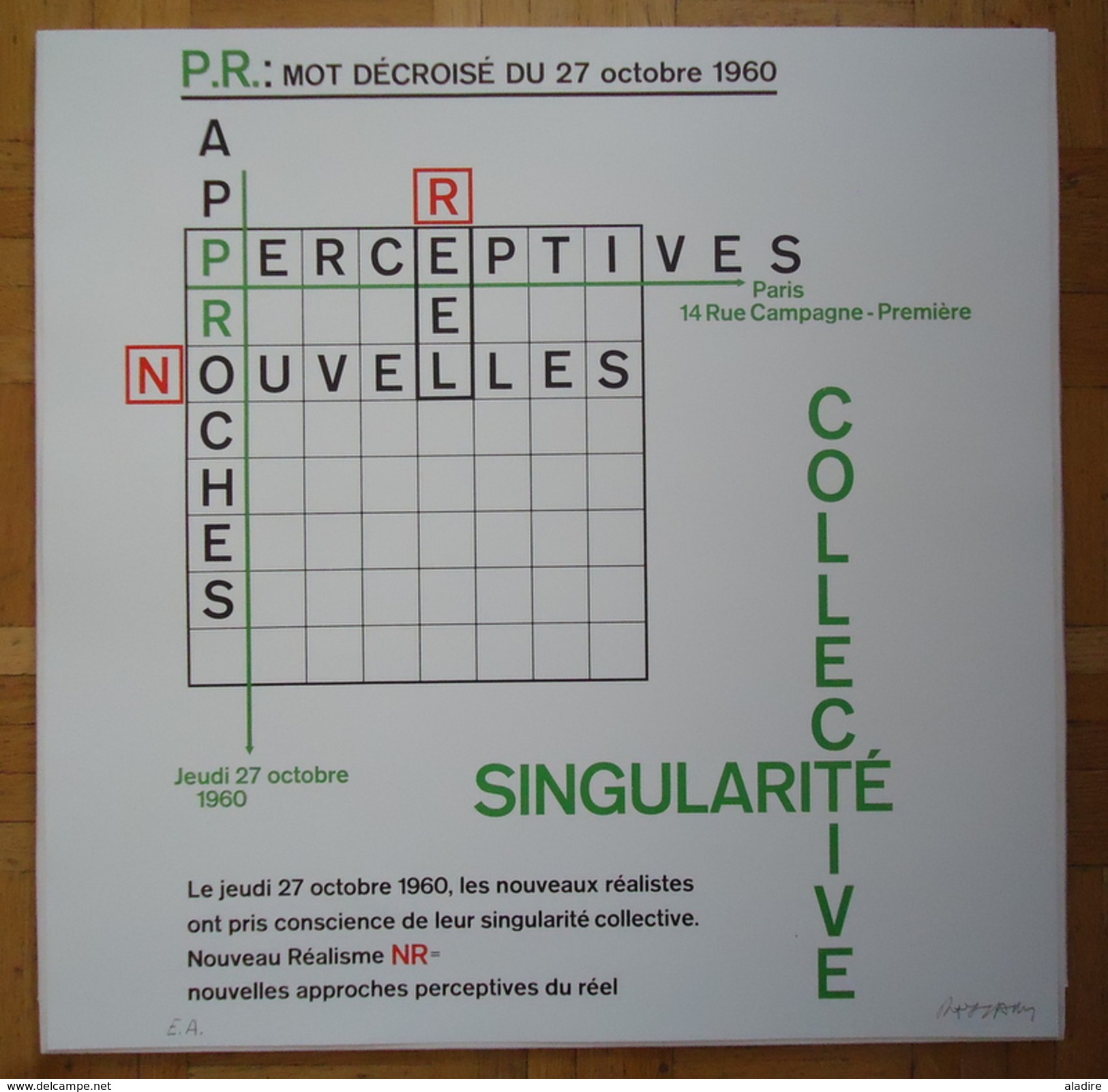 Oeuvre De Pierre Restany Reprenant Un Procédé Sérigraphique Représentant Un Recueil De Mots Décroisés - Nouveau Réaliste - Art Contemporain