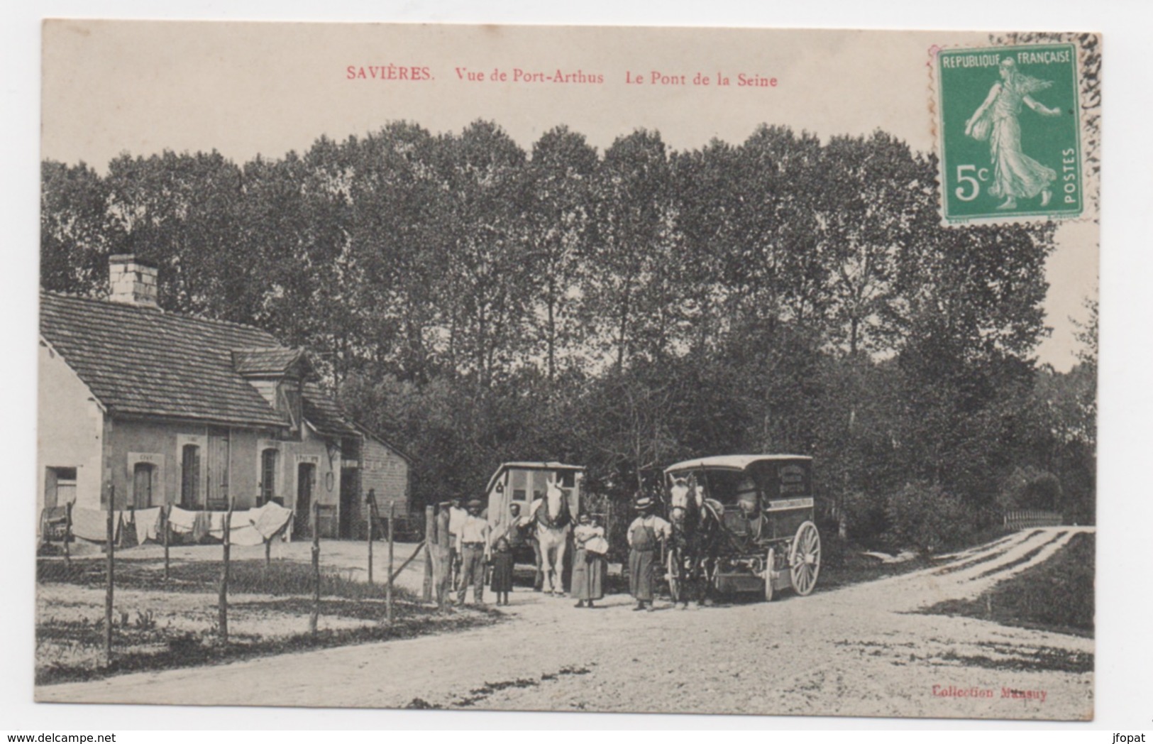 10 AUBE - SAVIERES Vue De Port-Arthus, Le Pont De La Seine, Marchand Ambulant - Autres & Non Classés