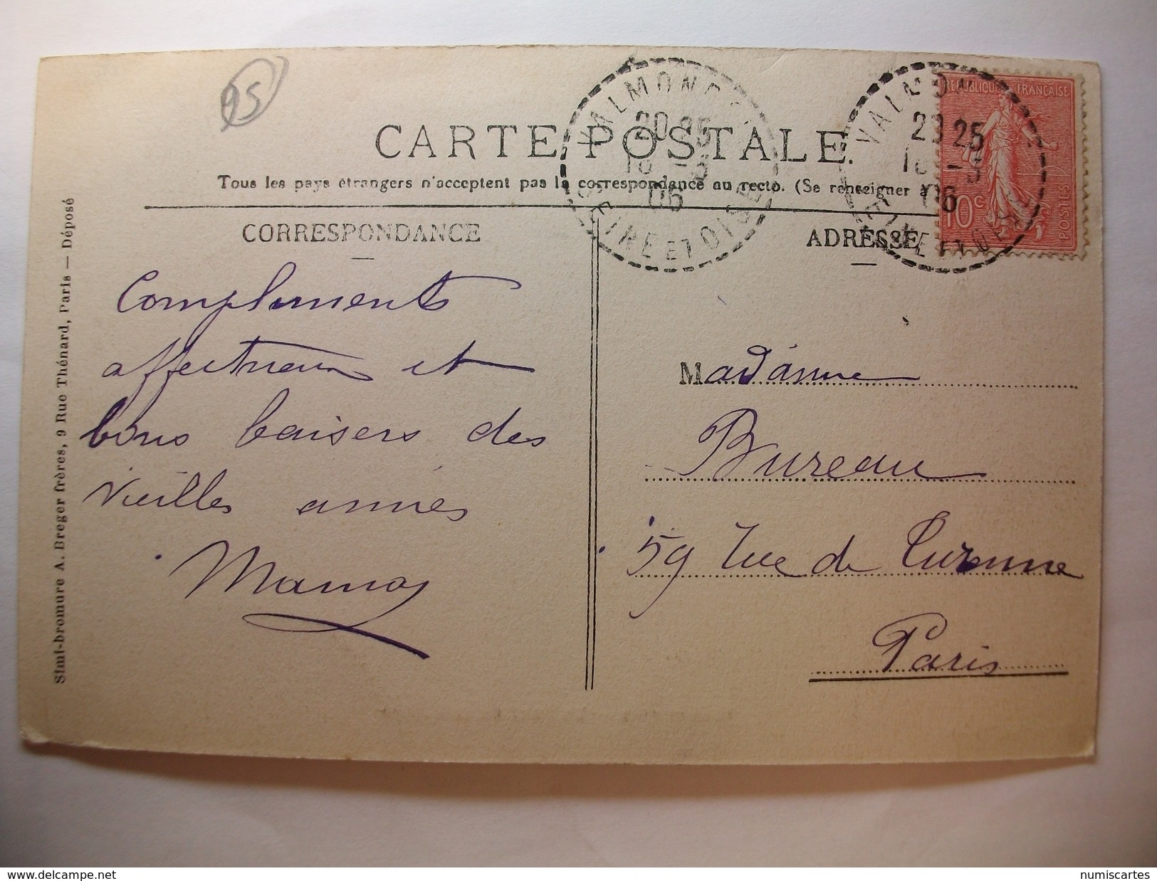 Carte Postale Valmondois  (95) Le Pont De La Ravine  (CPA Oblitérée 1906 Timbre 10 Centimes ) - Valmondois
