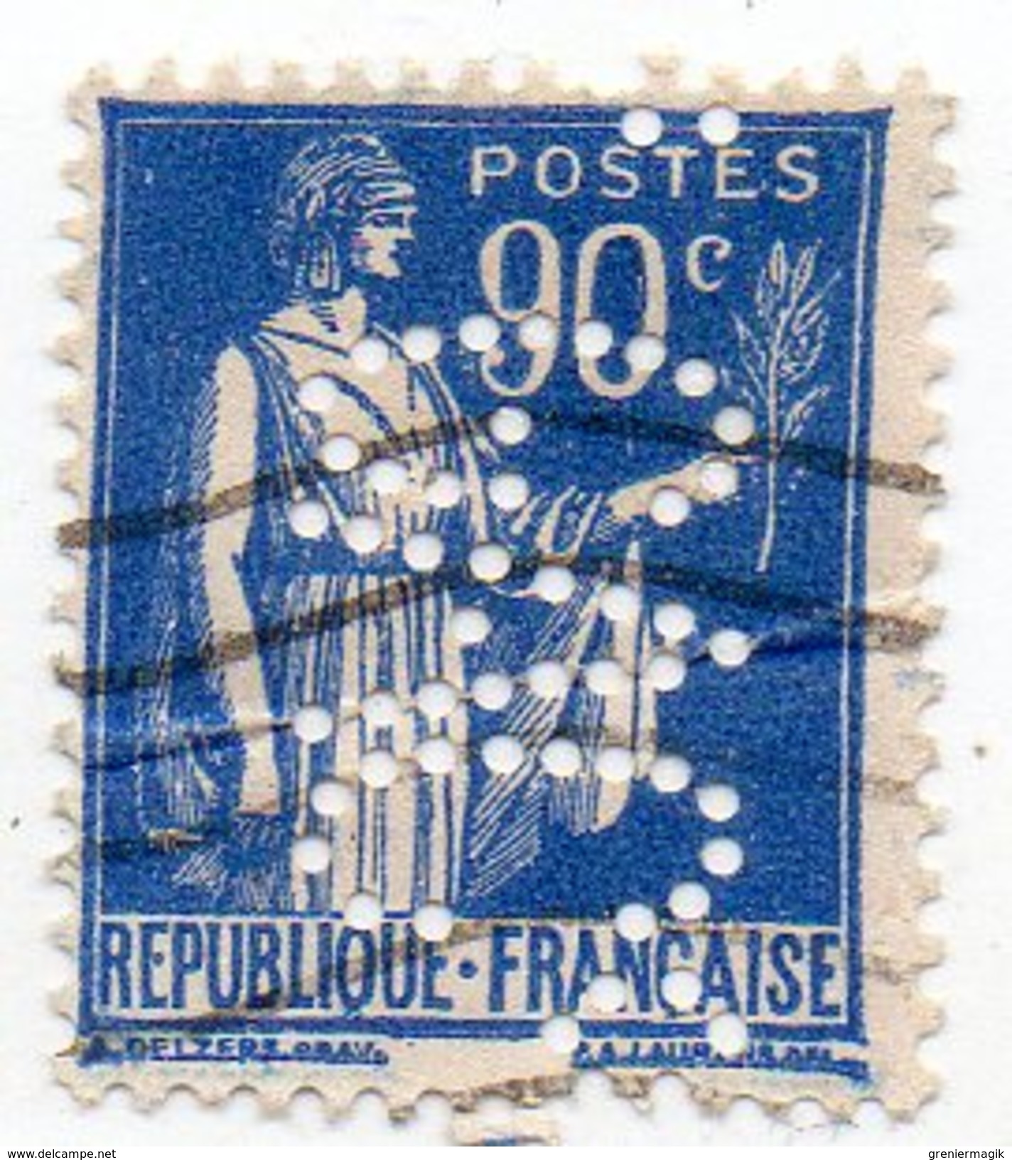 France - N°368 - 90c Type Paix Perforé G A C ° - GAC - Perfin - Autres & Non Classés