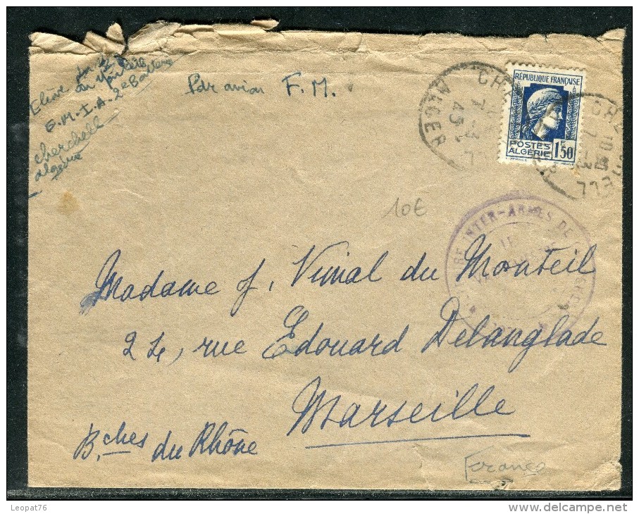 France / Algérie - Enveloppe De Cherchell Par Avion En FM En 1945 Pour Marseille - Réf D 54 - Brieven En Documenten