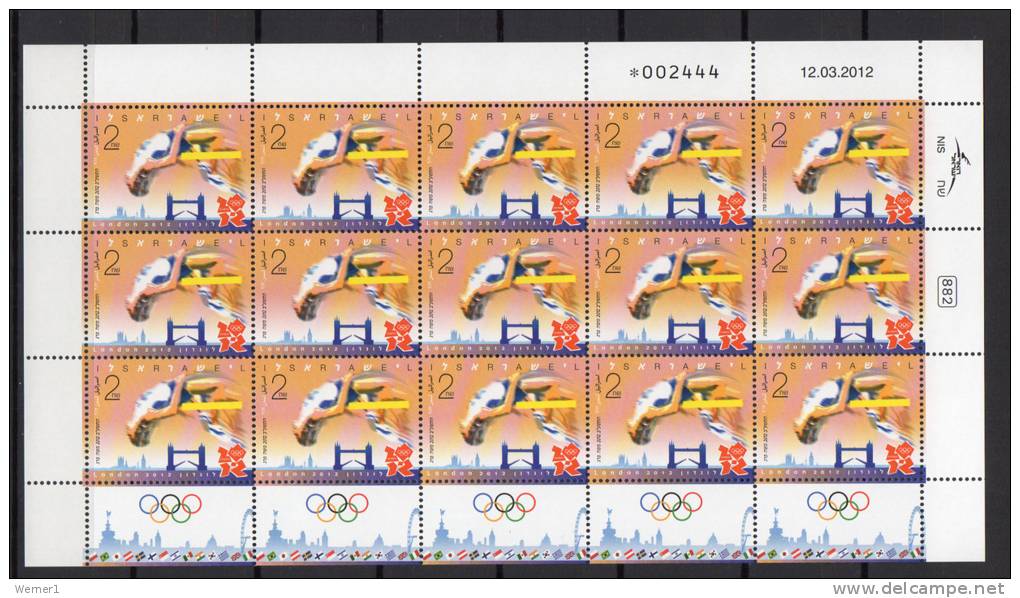 Israel 2012 Olympic Games London, Takewondo, Gymnastics, High Jump Set Of 3 Sheetlets MNH - Sommer 2012: London