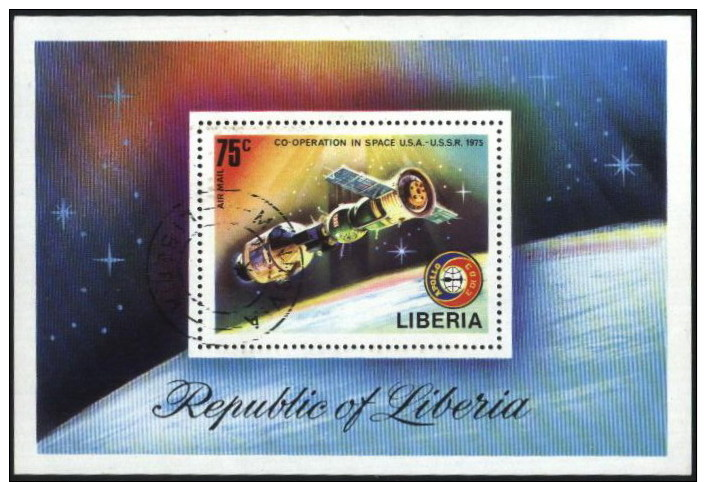 Liberia Space, Espace, USA USSR Co-operation Used Cancelled Block M/S (U-66) - Astronomie