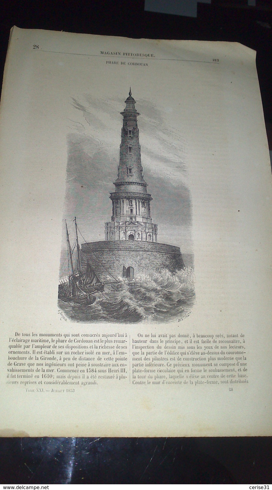 Affiche (gravure) - Phare De CORDOUAN - Plakate