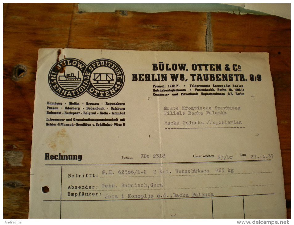 Berlin 1937 Bulow Otten   Internationale Spediteure - Transportmiddelen