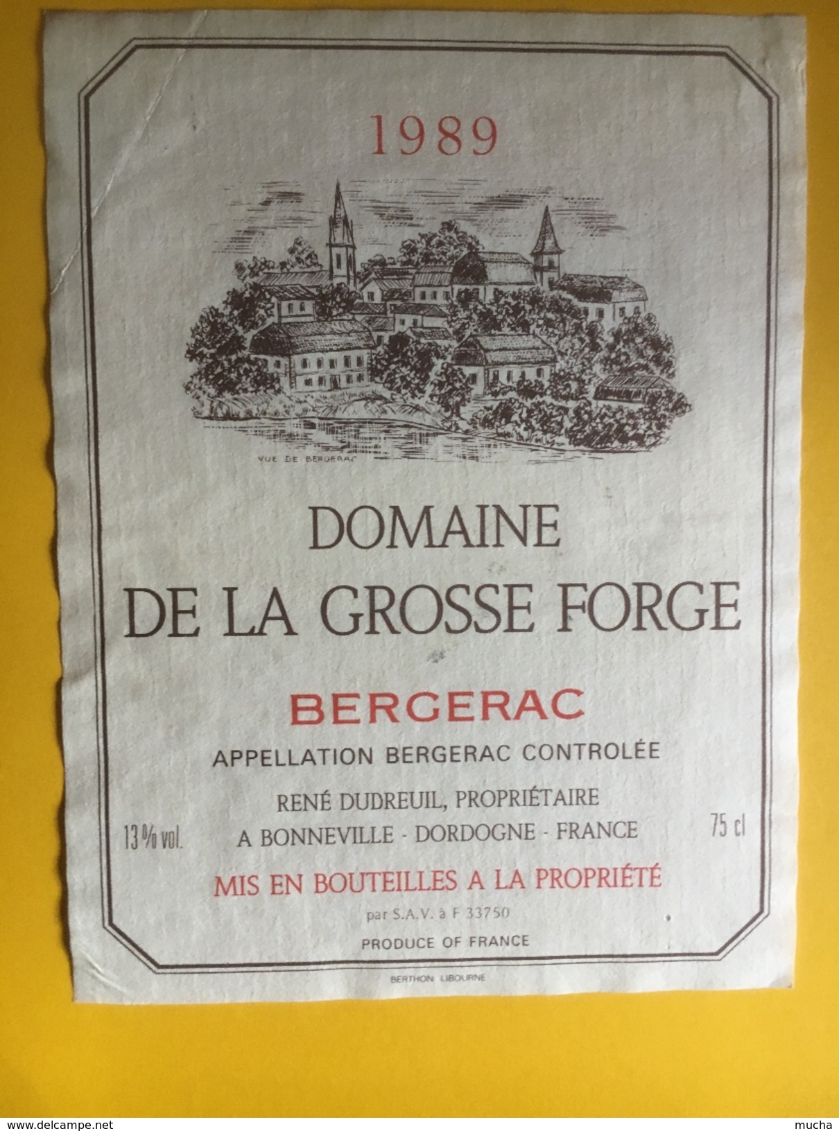 2661 - Domaine De La Grosse Forge 1989 Bergerac - Bergerac