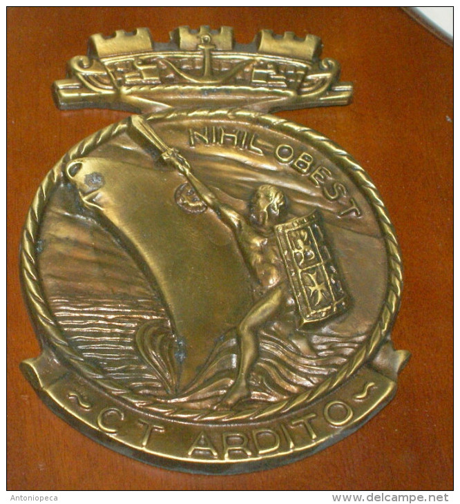 ITALIA - STORICO CREST ARALDICO DEL CACCIATORPEDINIERE "ARDITO" NIHIL OBEST - Marine