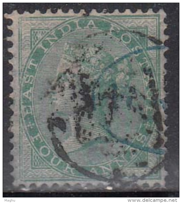 4a British East India Used 1865, Elephant Watermark, Four Annas Green, - 1854 Britse Indische Compagnie