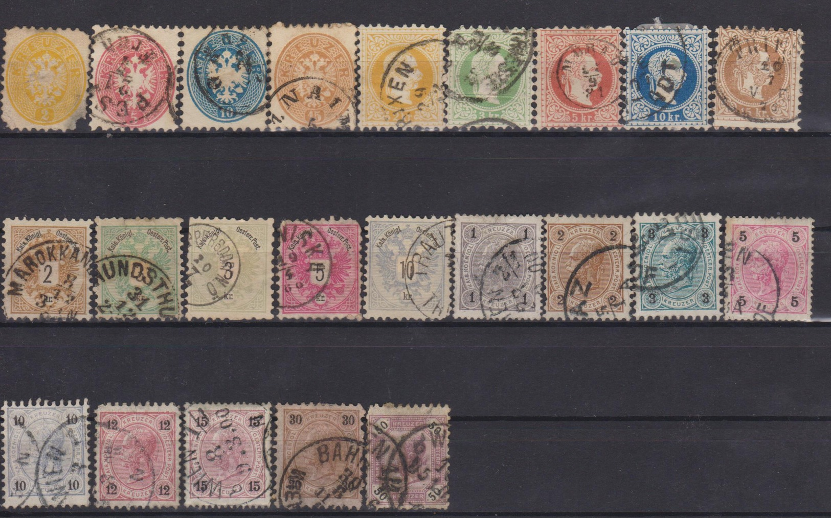 AUSTRIA 1863-1890 LOT STAMPS - Oblitérés