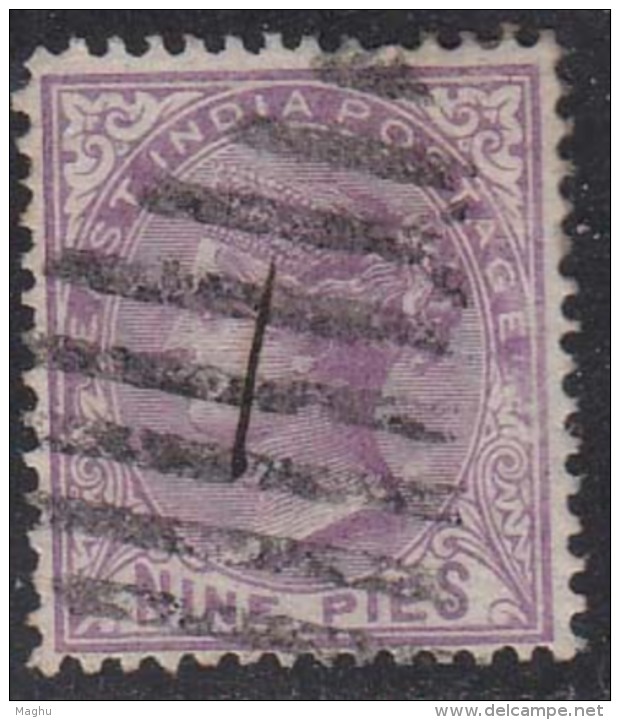 Diamond Without No. Madras Cancellation On Nine Pies Deep Mauve 1873, Renouf Jal Cooper Type 12d, British India Used, - 1854 Britse Indische Compagnie