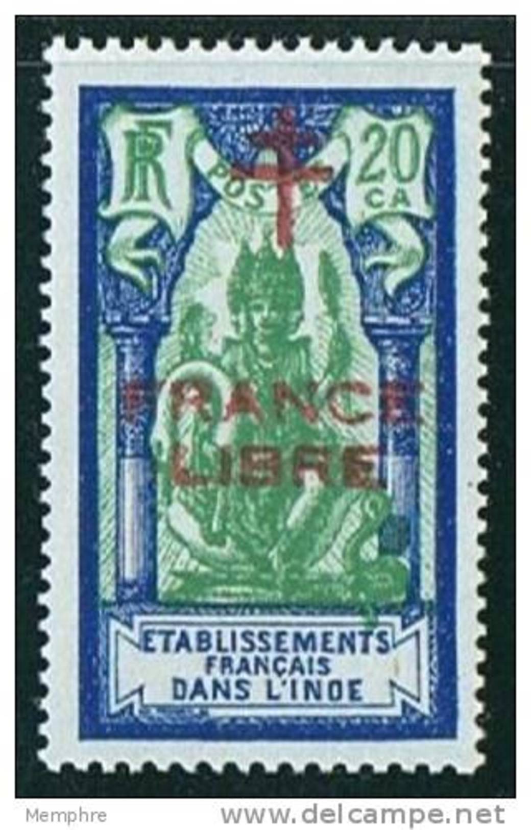 INDE ßurcharge »Croix De Lorraine Et FRANCE LIBRE»  Maury  208 II  ** - Unused Stamps