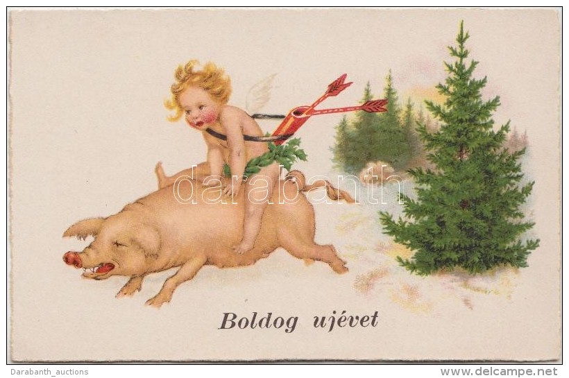 ** T1/T2 &Uacute;j&eacute;v / New Year, Pig; Paul Pittius Postcard - Zonder Classificatie