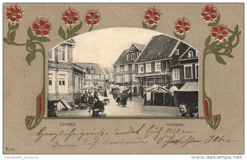 T2/T3 Lennep, Marktplatz / Market Square, Shop Of Hermann Platta, Art Nouveau. Verlag Von Otto Schulte - Non Classés