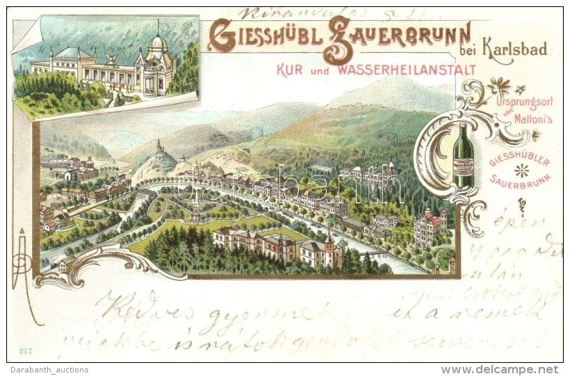 T2 1899 Kyselka / Karlovy Vary; Giessh&uuml;bl Sauerbrunn Bei Karlsbad, Mattoni, Litho - Non Classés