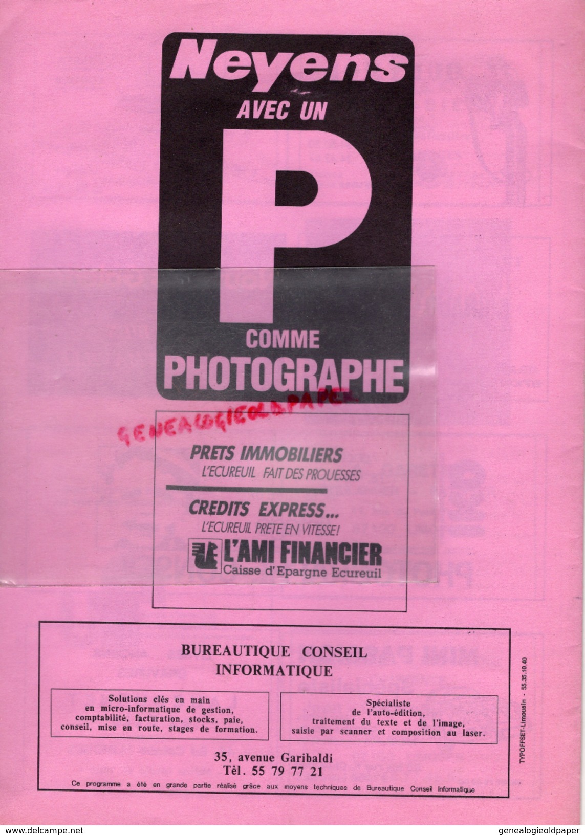 87 - LIMOGES - PROGRAMME GALA 75E ANNIVERSAIRE CINE UNION 1911-1986- - Programme
