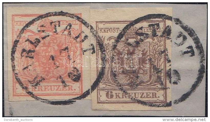 1850 3kr + 6kr HP III Sz&eacute;p / &oacute;ri&aacute;si Sz&eacute;lekkel / With Nice / Large Margins 'KARLSTADT' - Autres & Non Classés