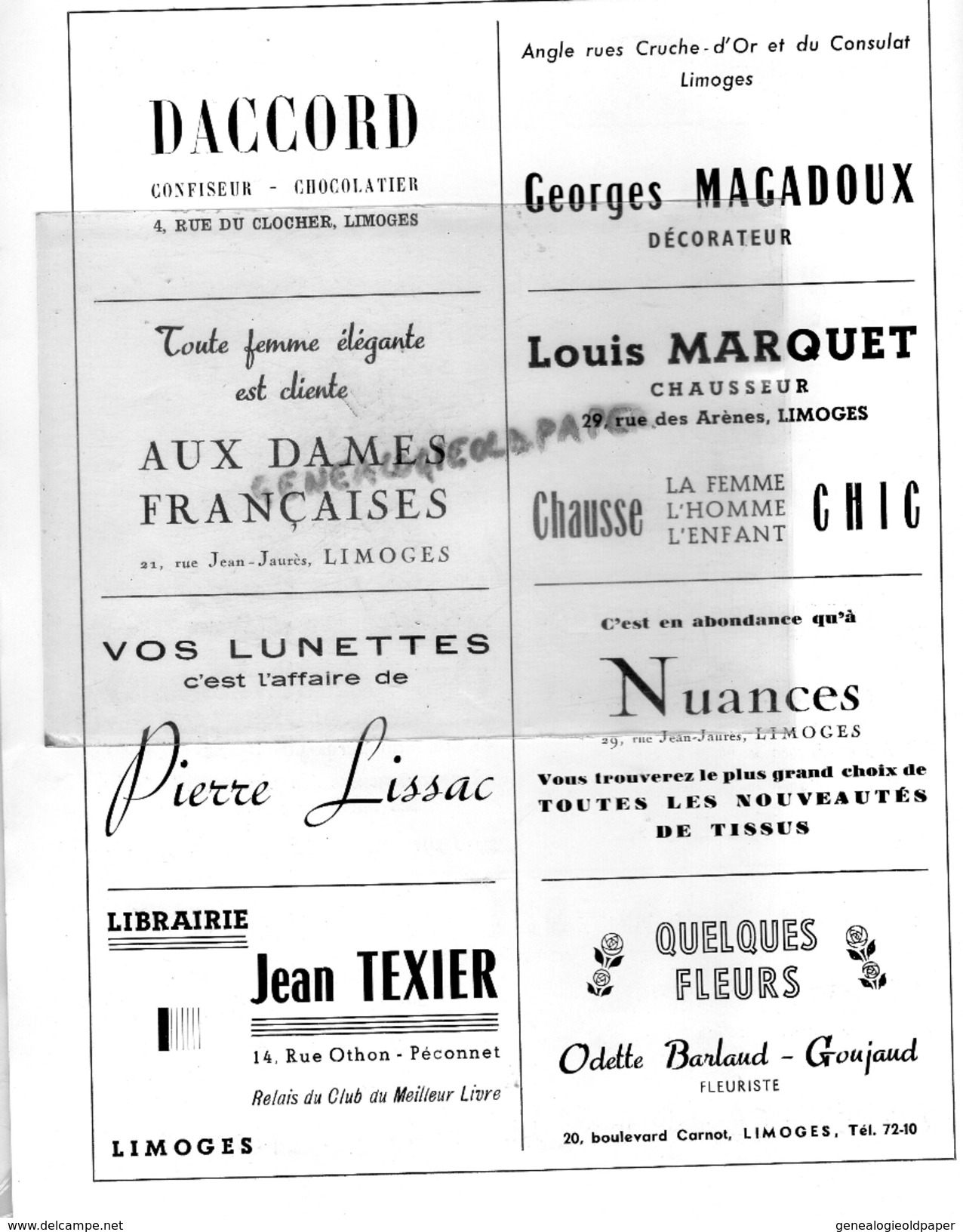 87 - LIMOGES - PROGRAMME 10 -12- 1957- AU PROFIT SAUVEGARDE ENFANCE- ENFANT- MISS MABEL THEATRE-COMEDIENS NEUVIEME HEURE - Programs