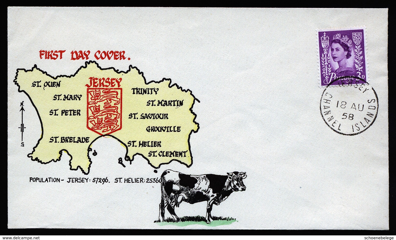 A4327) Jersey Kanalinsel FDC 18.8.1958 - Jersey