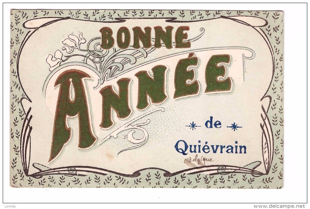 Belgique Bonne Année De Quievrain Carte Fantaisie Avec Feutrine Cachet 1906 - Quiévrain