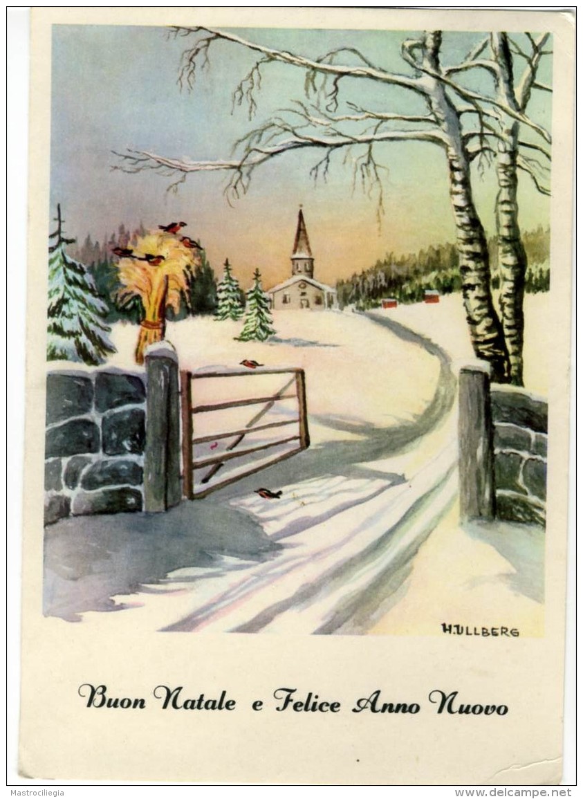 BUON NATALE E Buon Anno  Paesaggio Innevato Chiesetta Cancello Sign H. Ullberg - Altri & Non Classificati