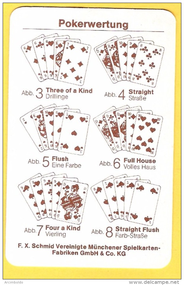 Points Du Poker En Allemand (deutsch) Pokerwertung  F.X. Schmid Munchen - Carte Da Gioco