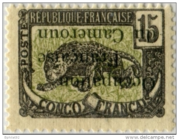 !!! CAMEROUN, N°57a SURCHARGE RENVERSEE. NEUF CHARNIERE, GOMME COULEE HABITUELLE - Unused Stamps
