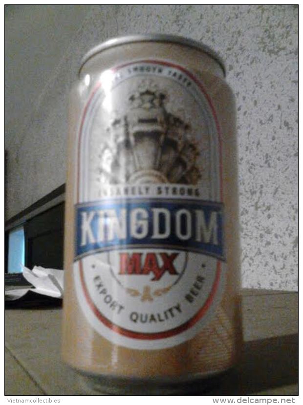 Cambodia Cambodge KINGDOM MAX Empty 330ml Beer Can / Opened At Bottom - Cannettes