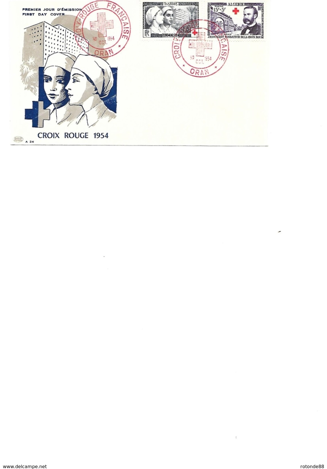 ALGERIE - F.D.C. CROIX ROUGE  ORAN 30/10/1954 - FDC